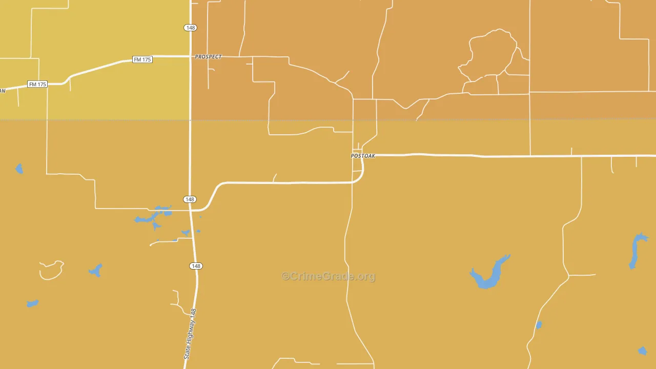 Postoak, TX Map of Murder Rates