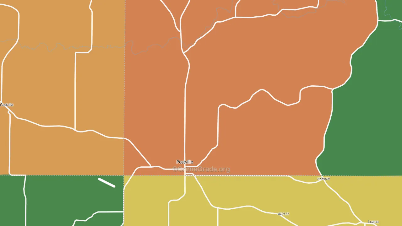 Postville, IA Map of Murder Rates