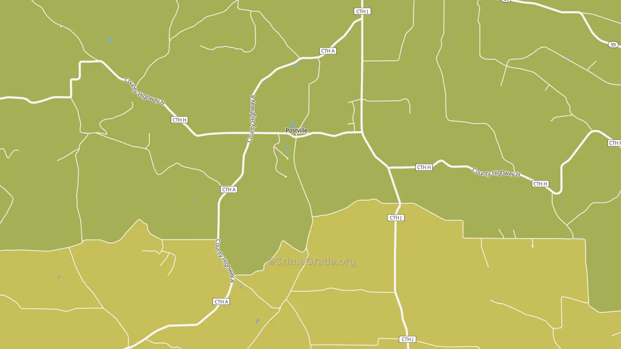Postville, WI Map of Murder Rates