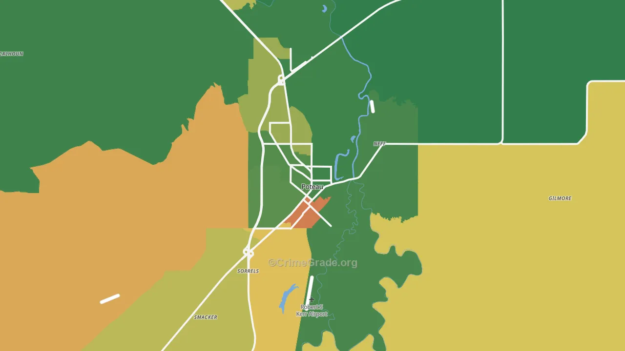 Poteau, OK Map of Murder Rates