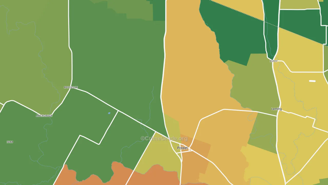 Poteet, TX Map of Murder Rates