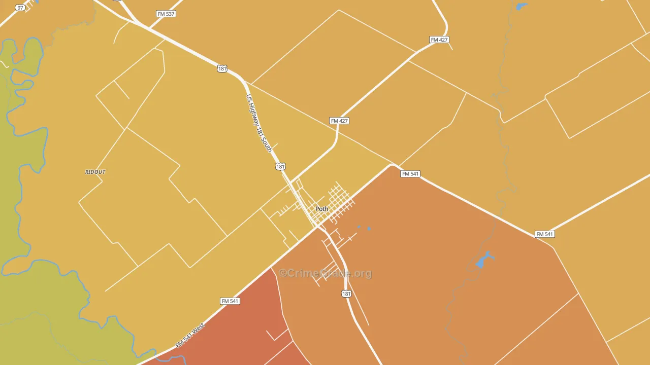 Poth, TX Map of Murder Rates