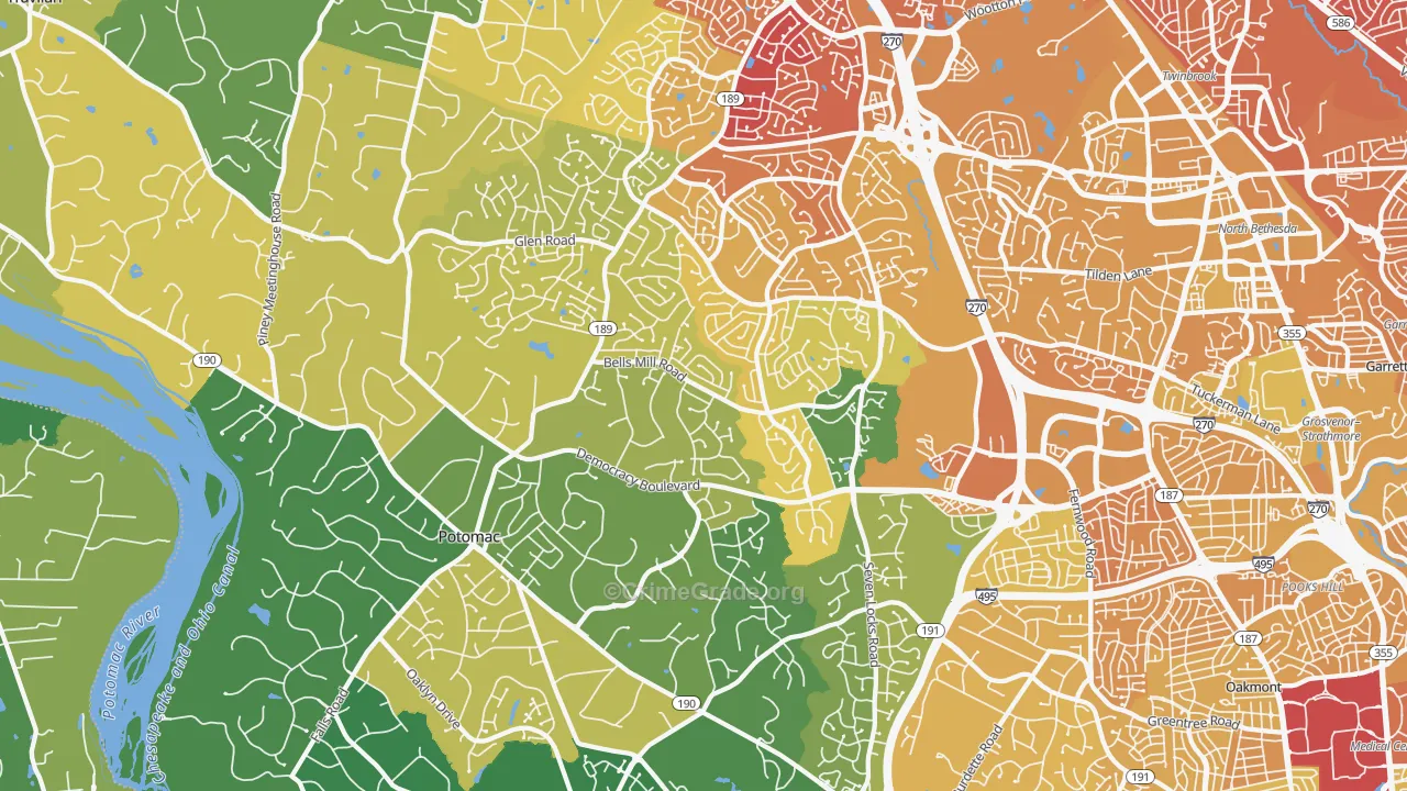 Potomac, MD Map of Murder Rates