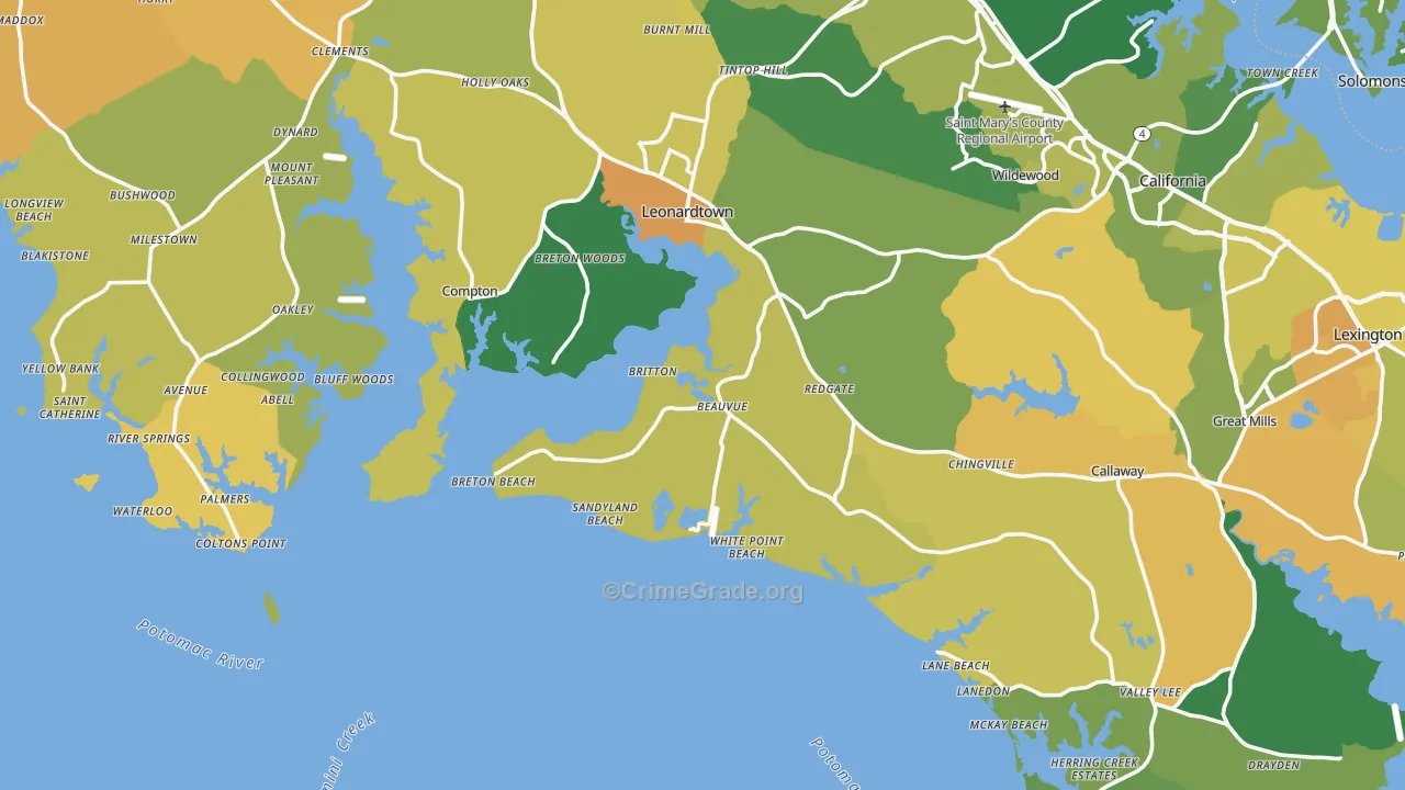Potomac Shores, MD Map of Murder Rates