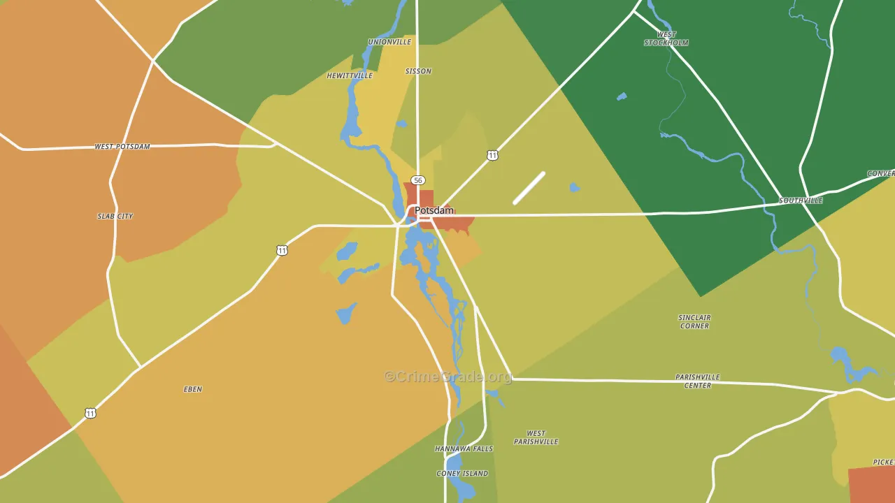 Potsdam, NY Map of Murder Rates