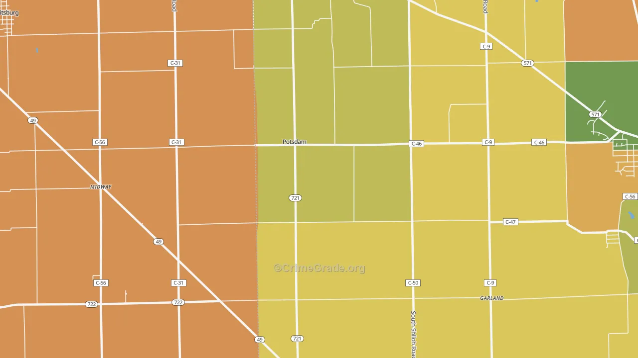 Potsdam, OH Map of Murder Rates