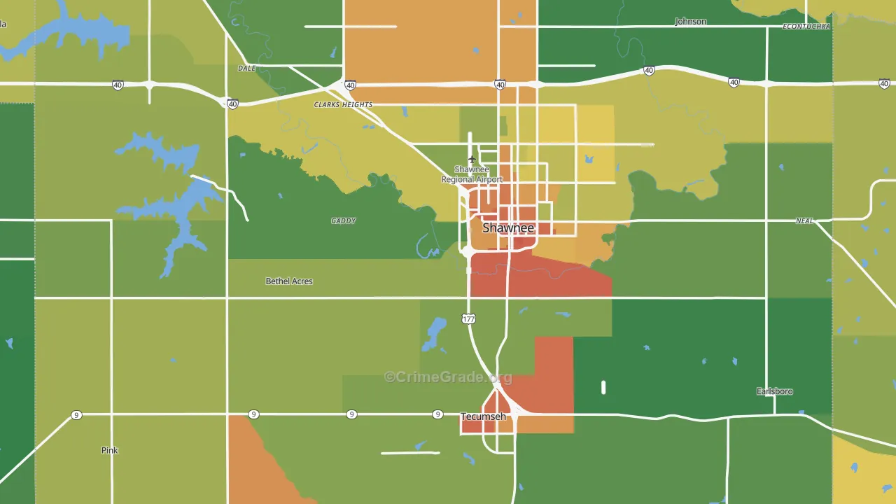 Pottawatomie County, OK Map of Murder Rates
