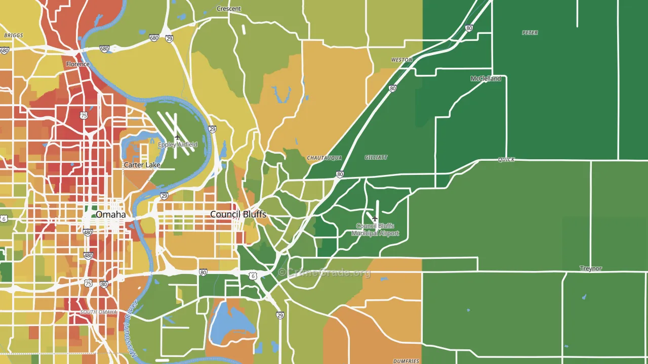 Pottawattamie County, IA Map of Murder Rates