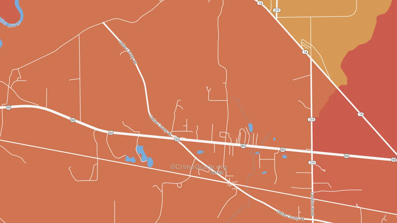 Potter, AL Map of Murder Rates