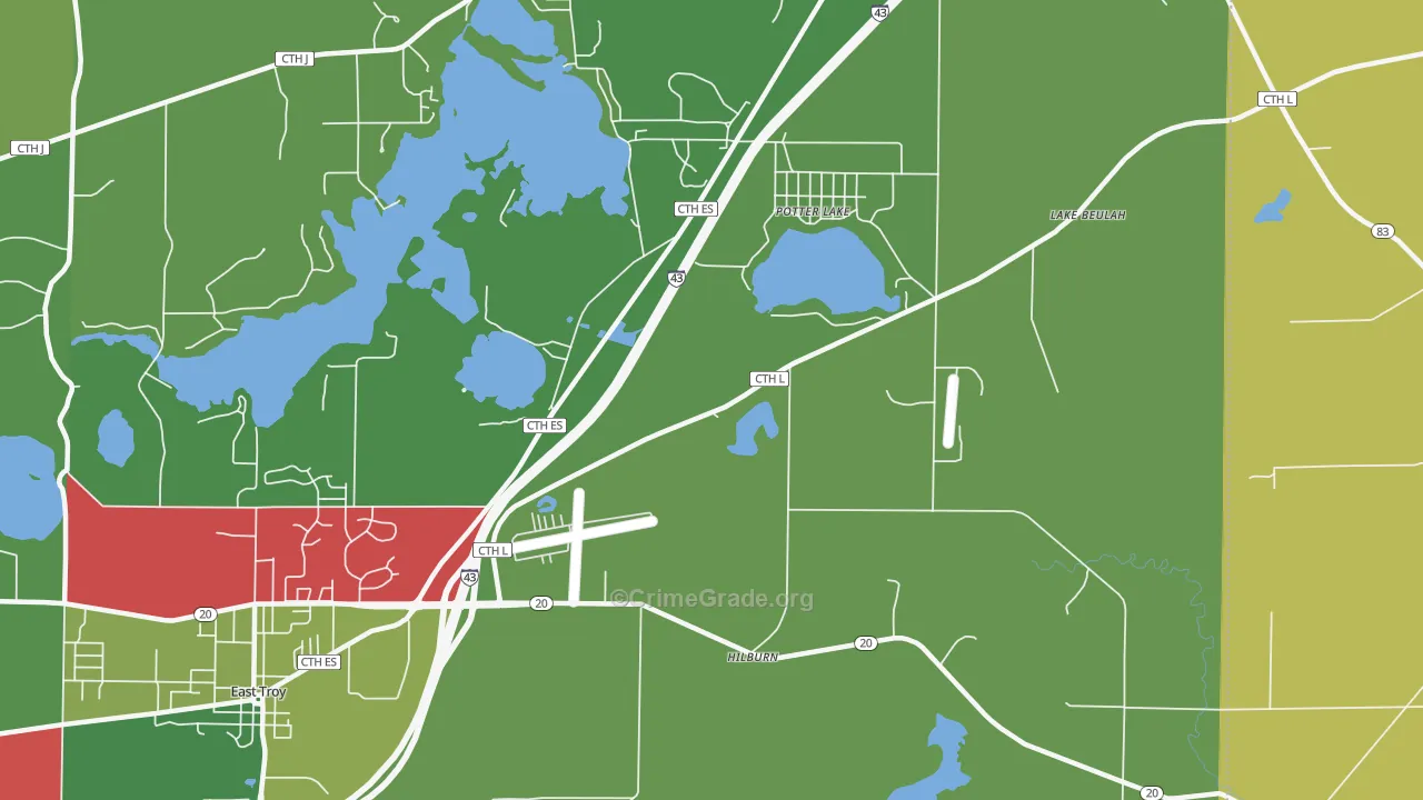 Potter Lake, WI Map of Murder Rates