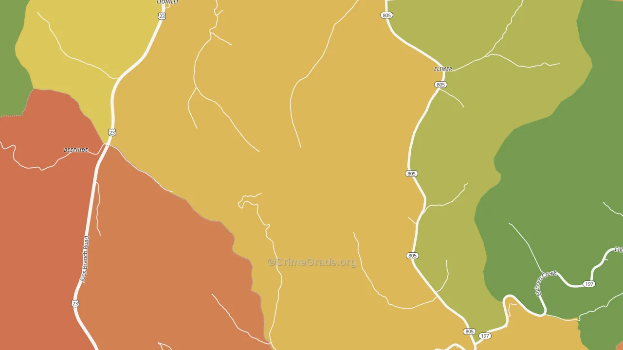 Potters Fork, KY Map of Murder Rates