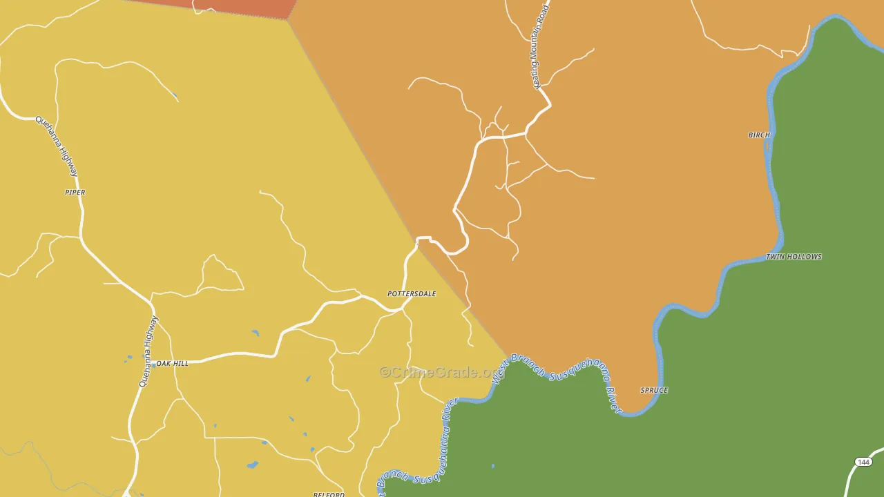 Pottersdale, PA Map of Murder Rates