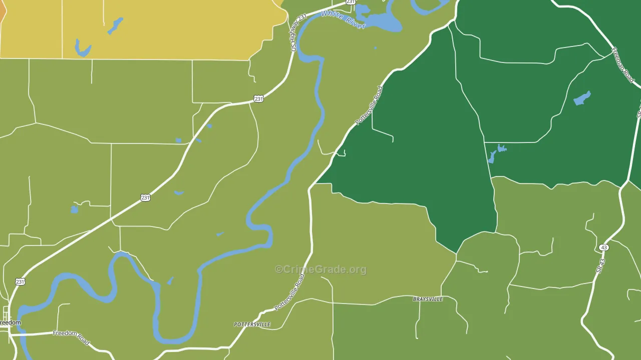 Pottersville, IN Map of Murder Rates