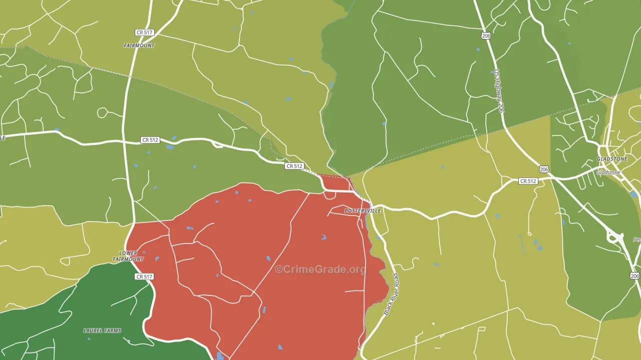Pottersville, NJ Map of Murder Rates