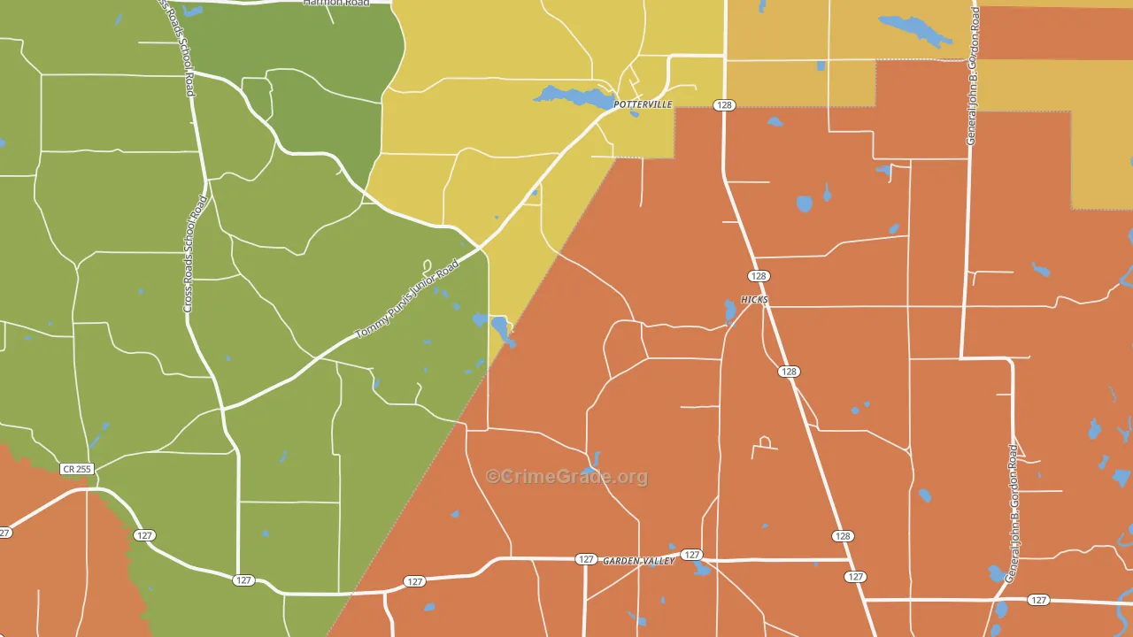 Potterville, GA Map of Murder Rates