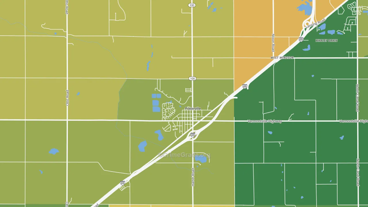 Potterville, MI Map of Murder Rates