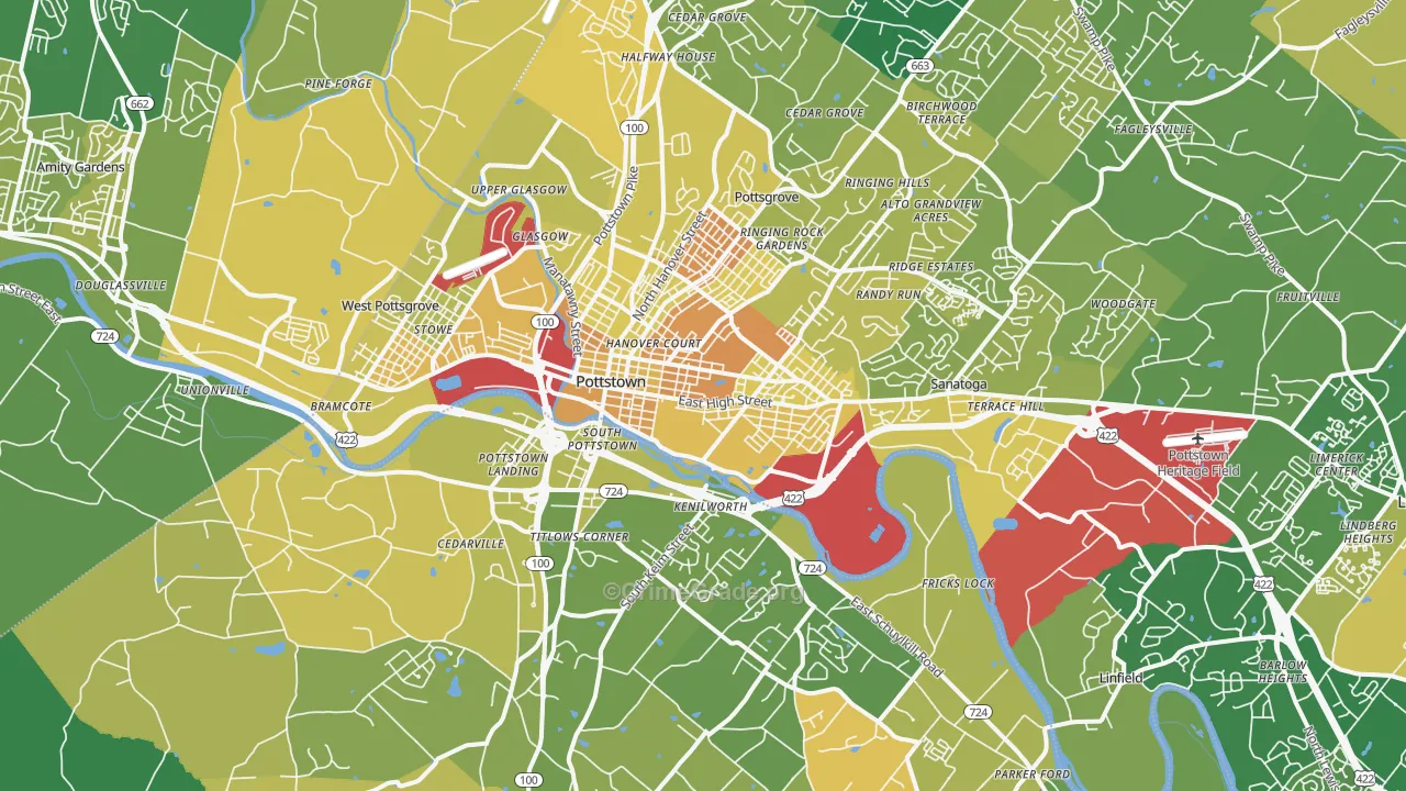 Pottstown, PA Map of Murder Rates