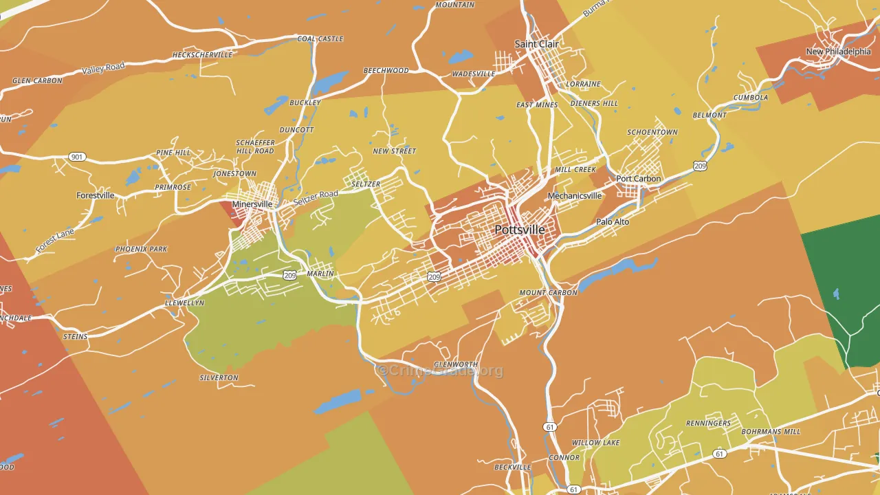 Pottsville, PA Map of Murder Rates