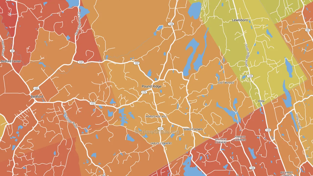 Pound Ridge, NY Map of Murder Rates