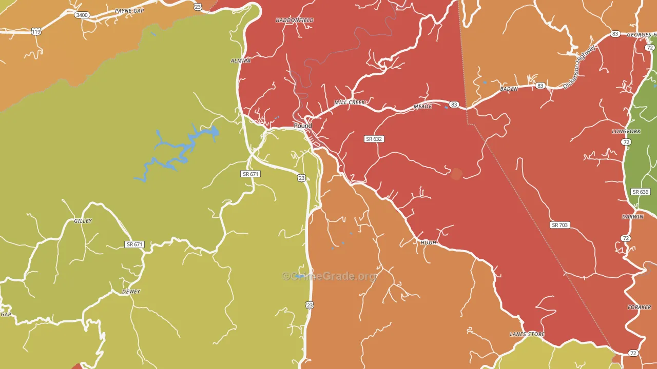Pound, VA Map of Murder Rates