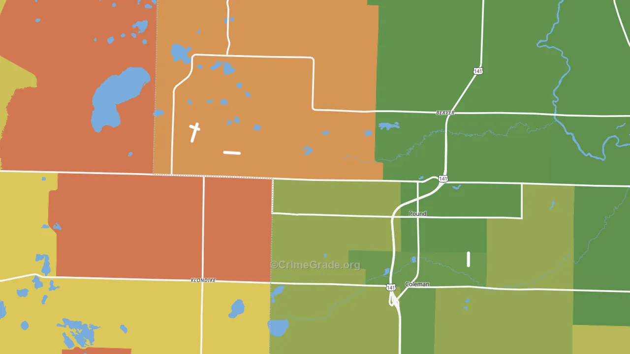 Pound, WI Map of Murder Rates