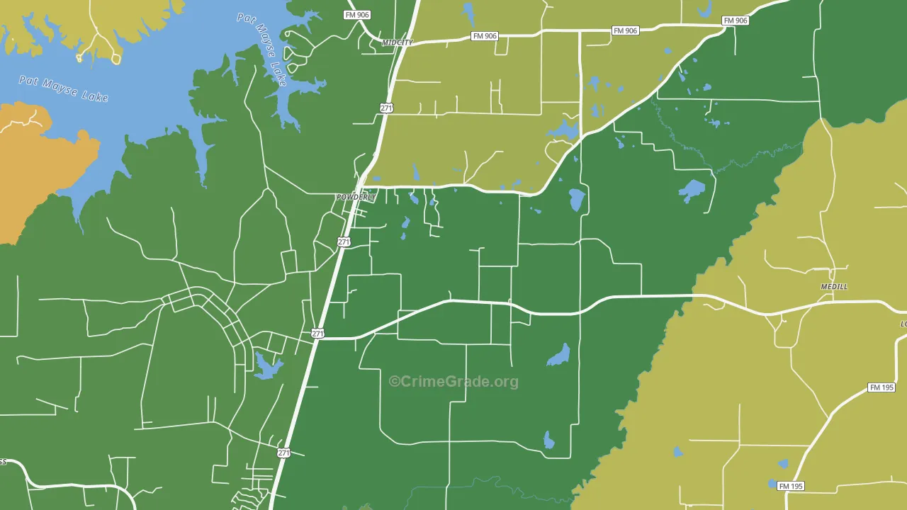 Powderly, TX Map of Murder Rates