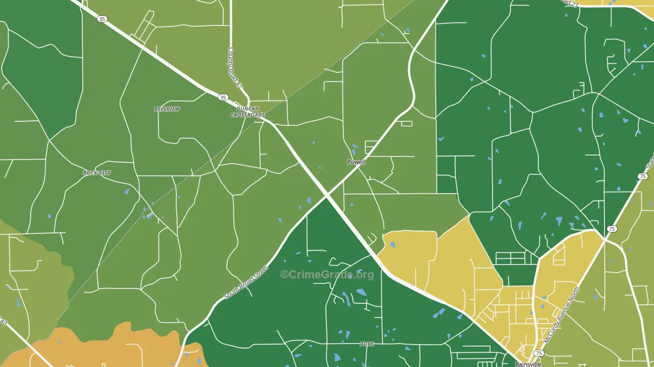 Powell, AL Map of Murder Rates