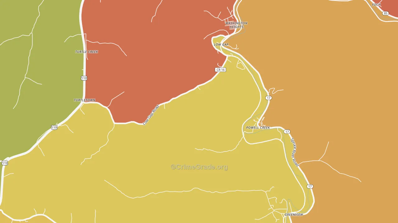 Powell Creek, WV Map of Murder Rates