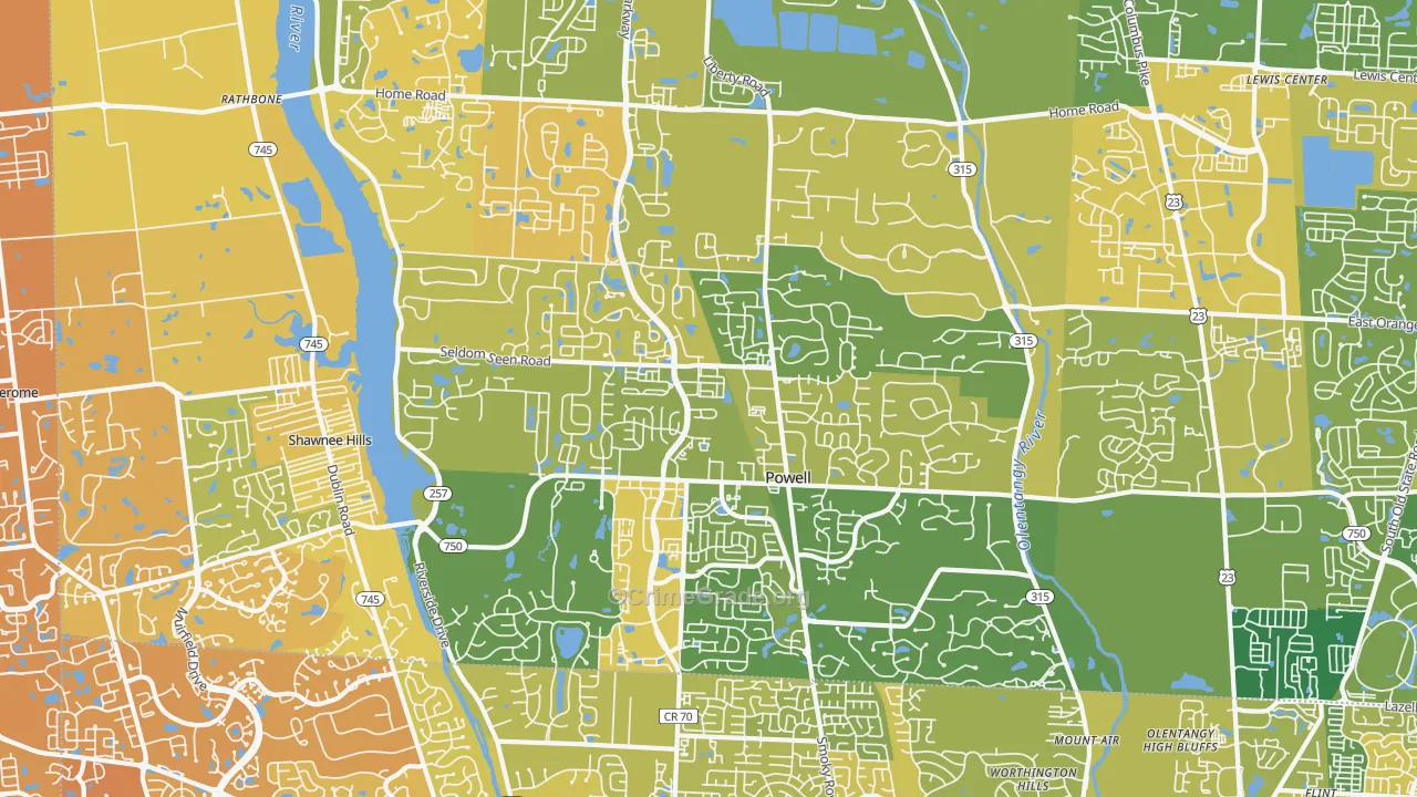 Powell, OH Map of Murder Rates