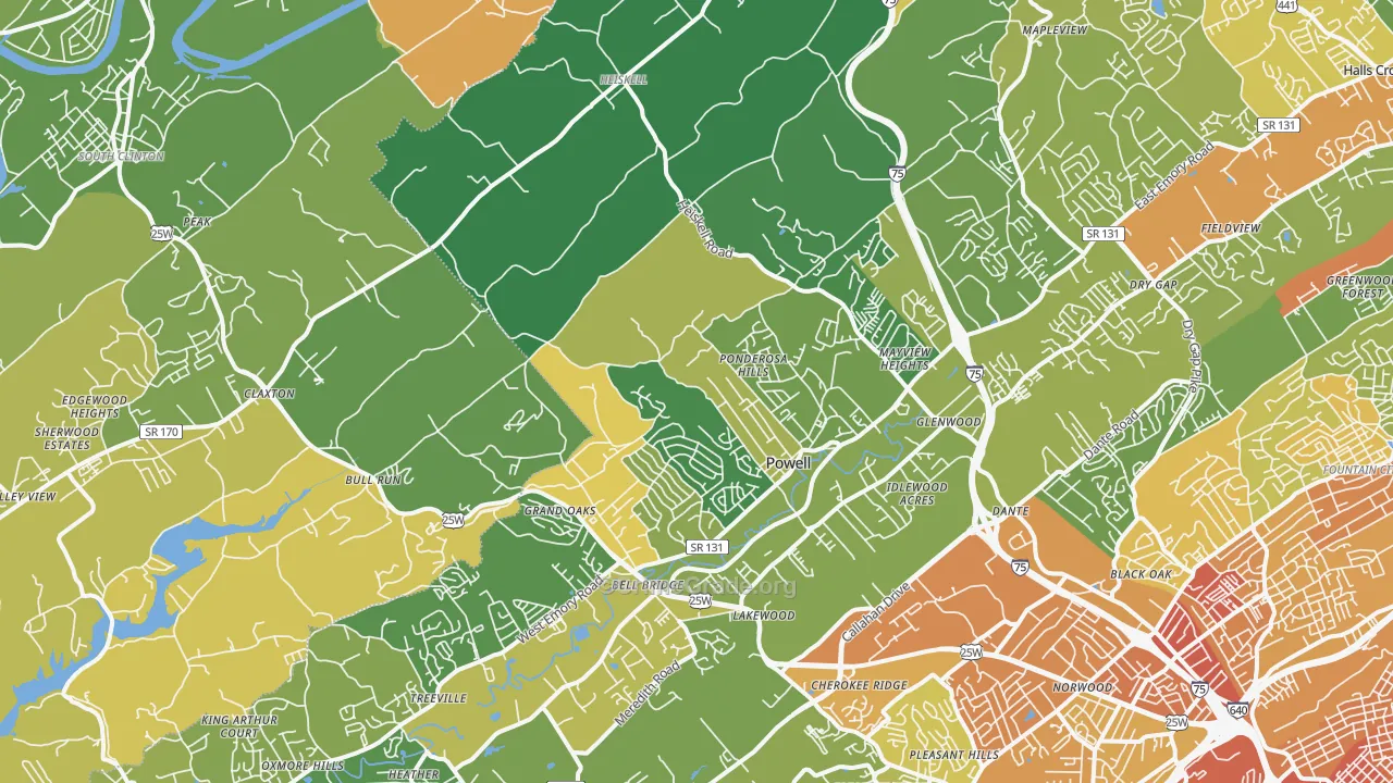 Powell, TN Map of Murder Rates
