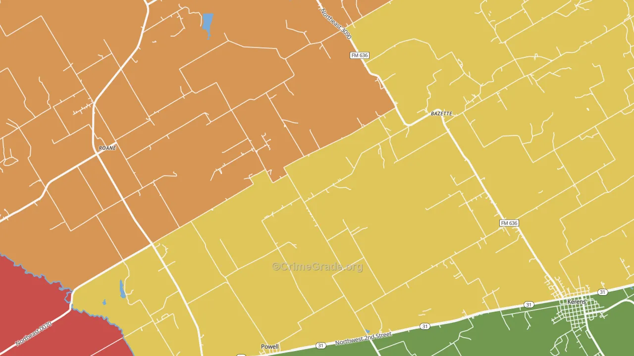 Powell, TX Map of Murder Rates