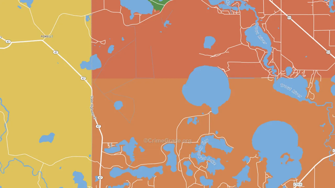 Powell, WI Map of Murder Rates