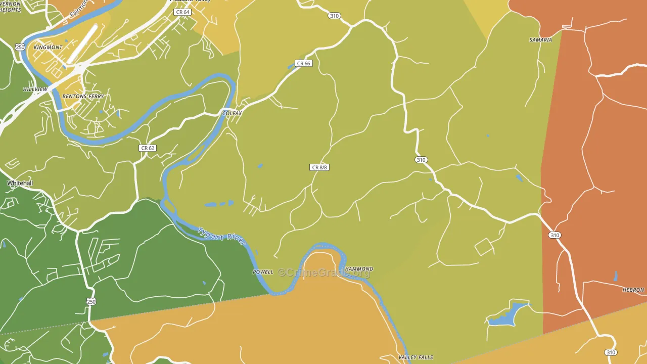 Powell, WV Map of Murder Rates