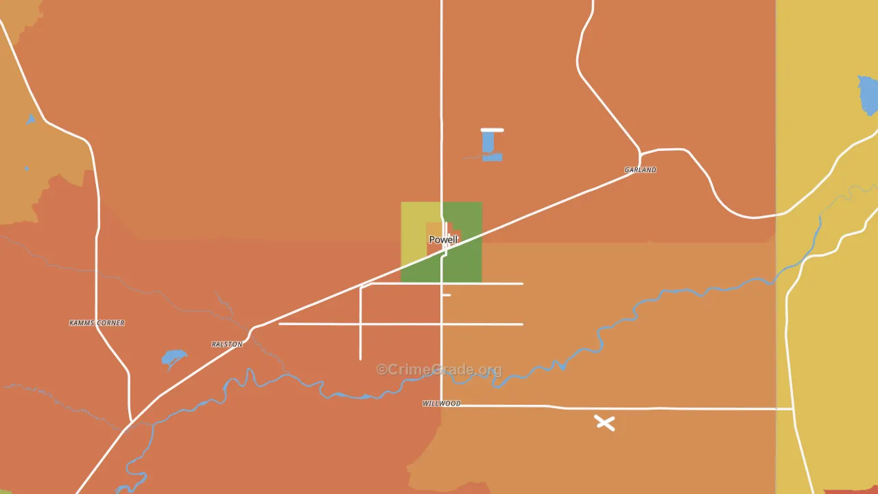 Powell, WY Map of Murder Rates