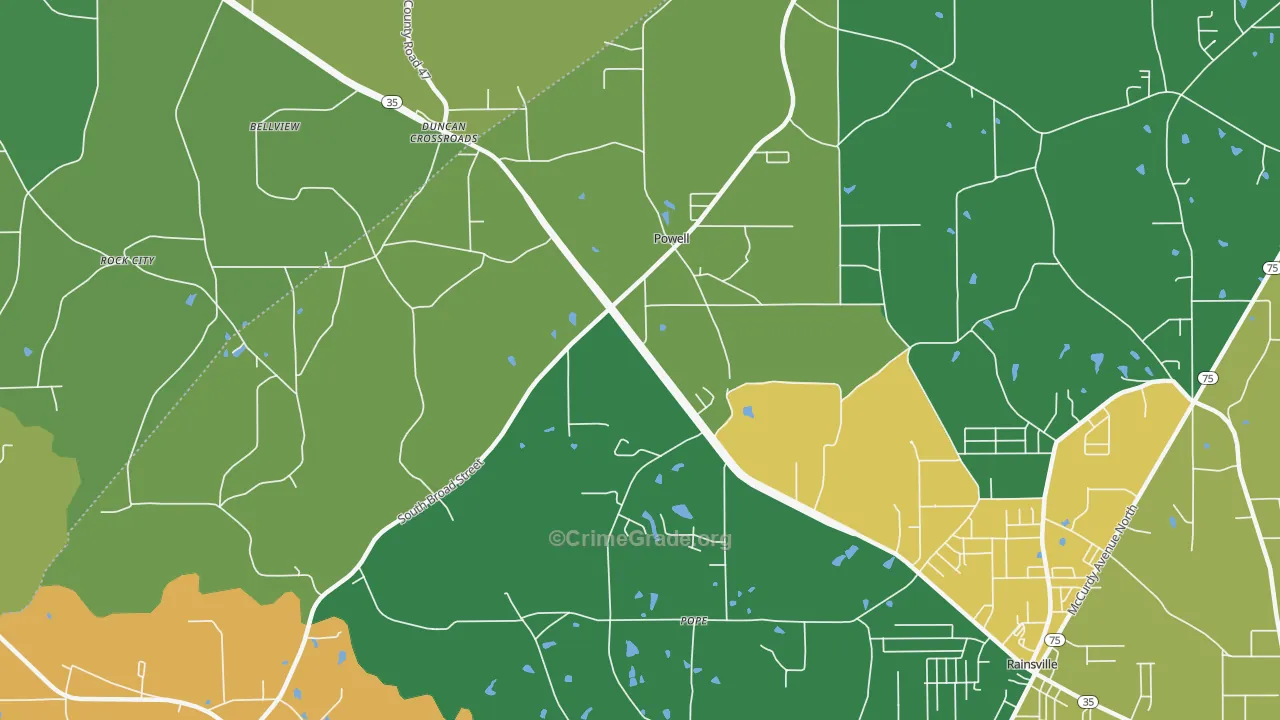 Powells Crossroads, AL Map of Murder Rates