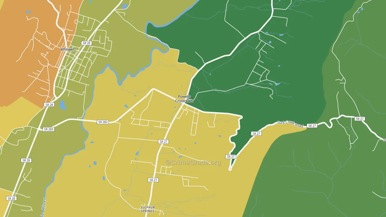Powells Crossroads, TN Map of Murder Rates
