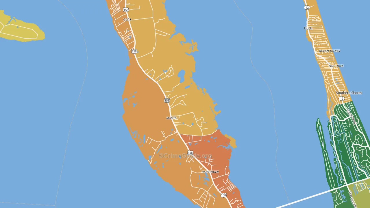 Powells Point, NC Map of Murder Rates