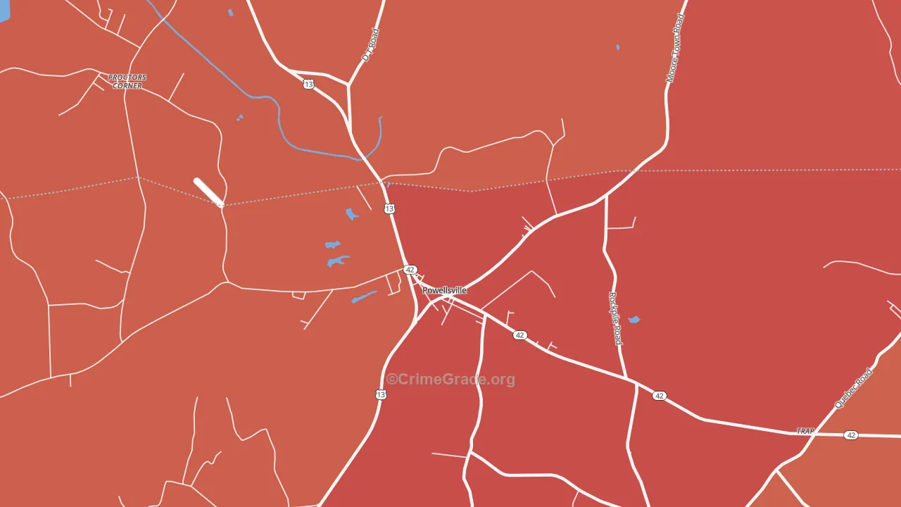 Powellsville, NC Map of Murder Rates