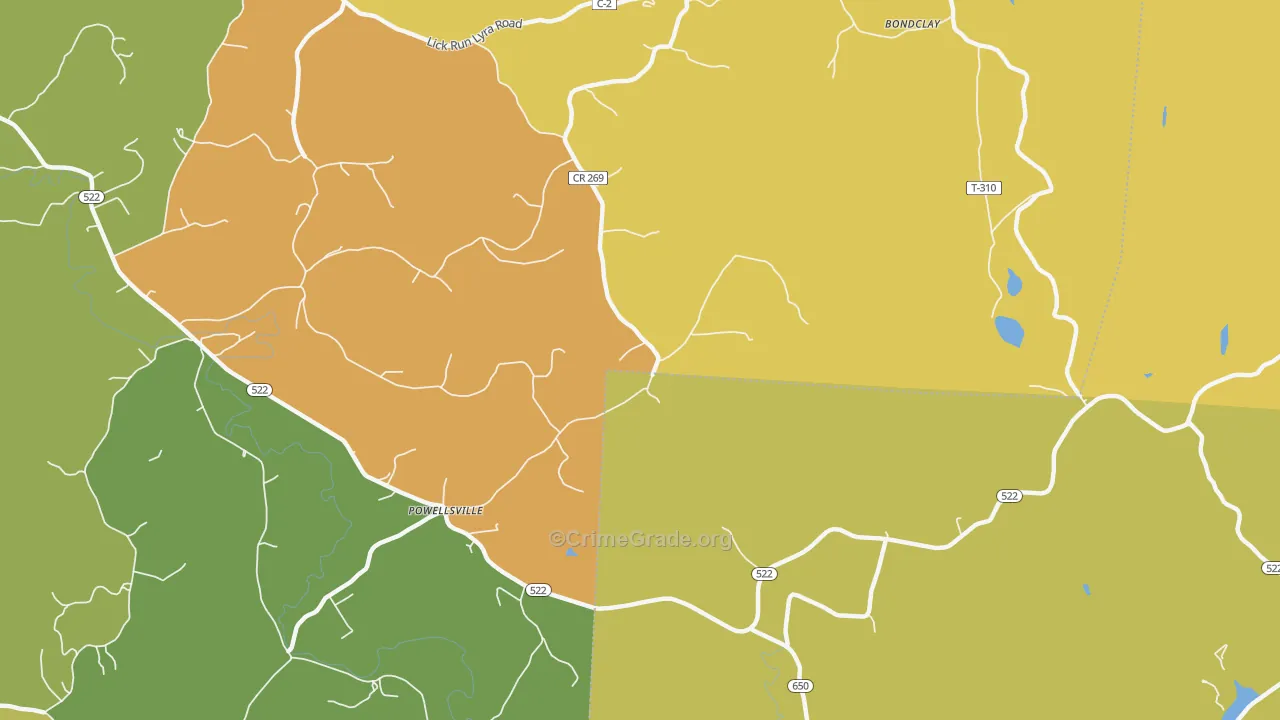 Powellsville, OH Map of Murder Rates