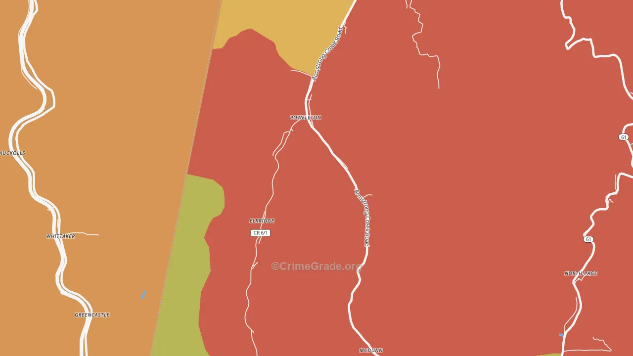 Powellton, WV Map of Murder Rates