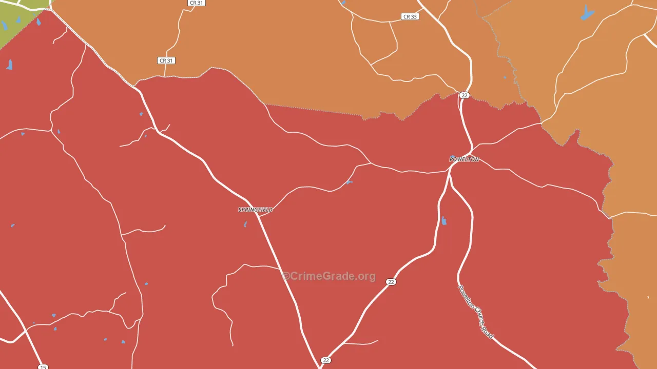 Powelton, GA Map of Murder Rates