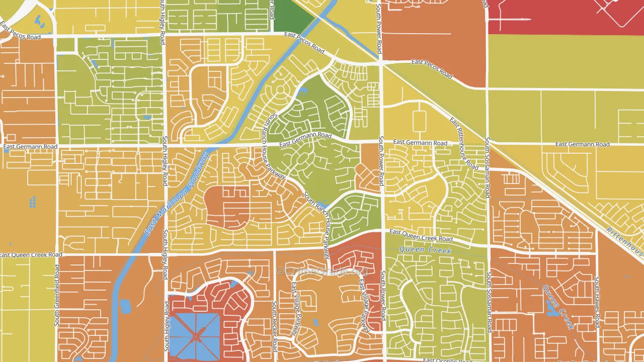 Power Ranch, Gilbert, AZ Map of Murder Rates