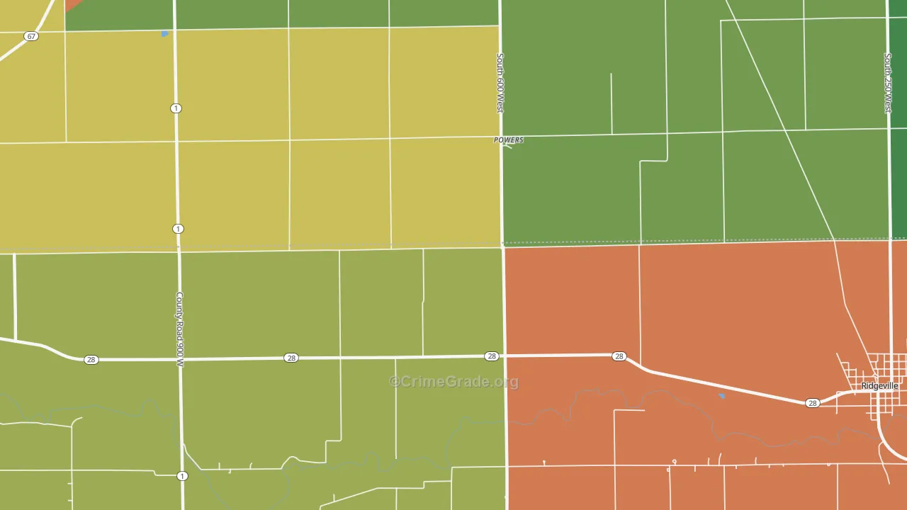 Powers, IN Map of Murder Rates