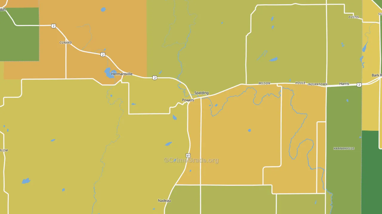 Powers, MI Map of Murder Rates