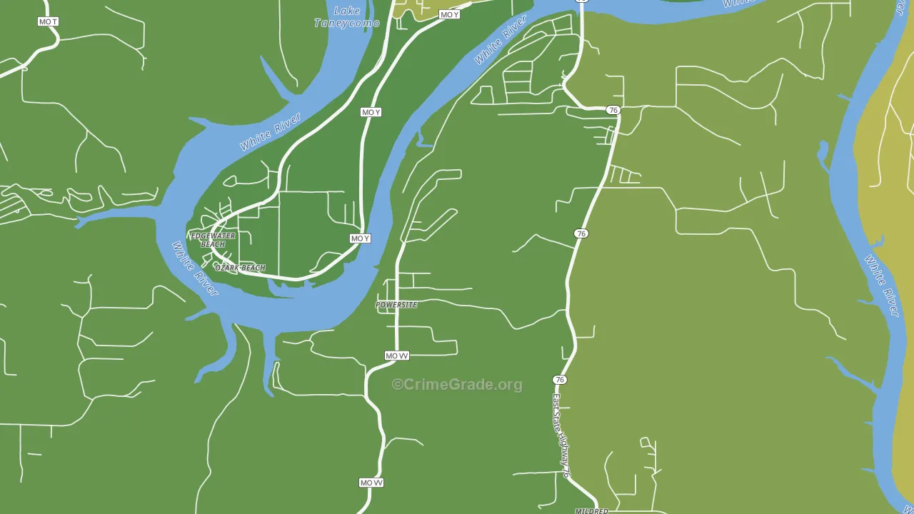 Powersite, MO Map of Murder Rates