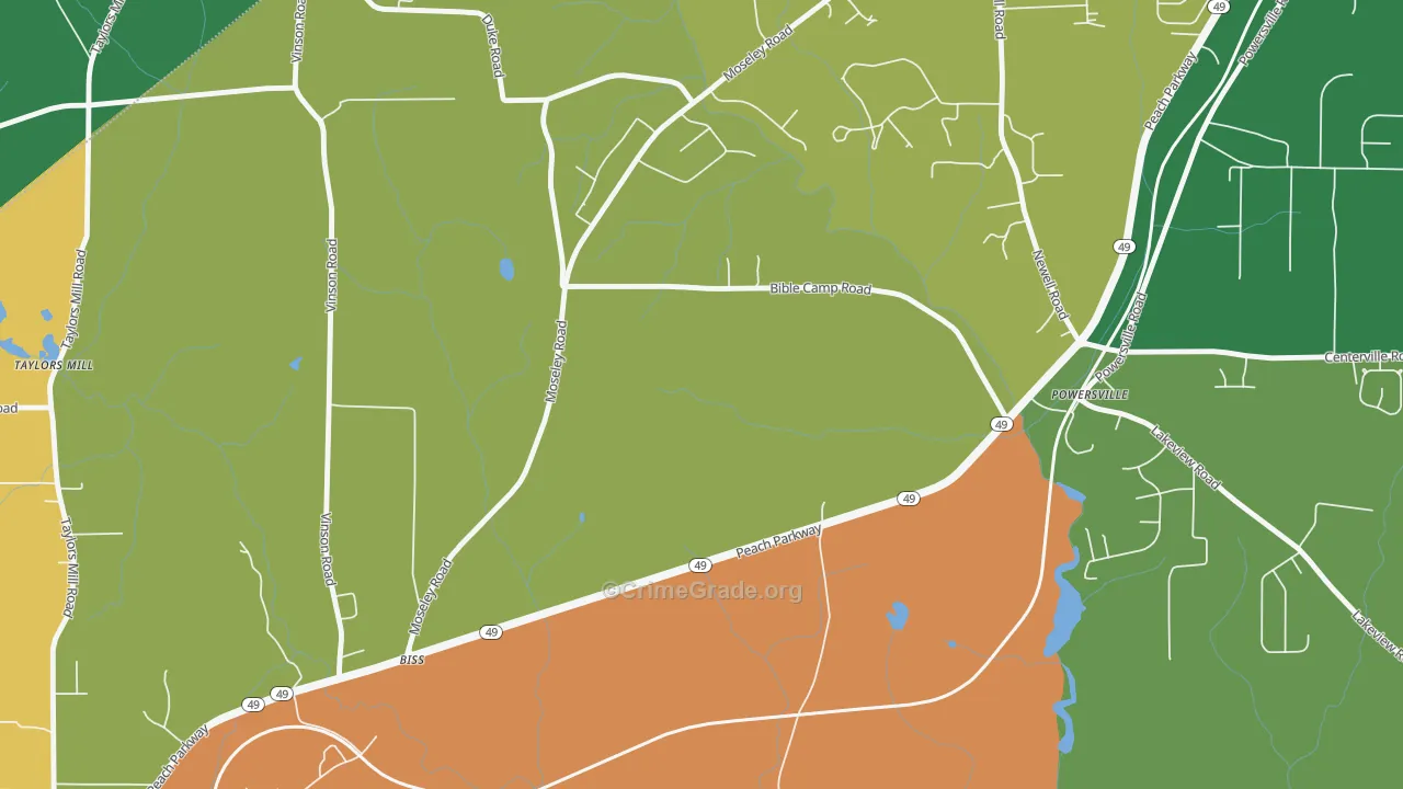 Powersville, GA Map of Murder Rates