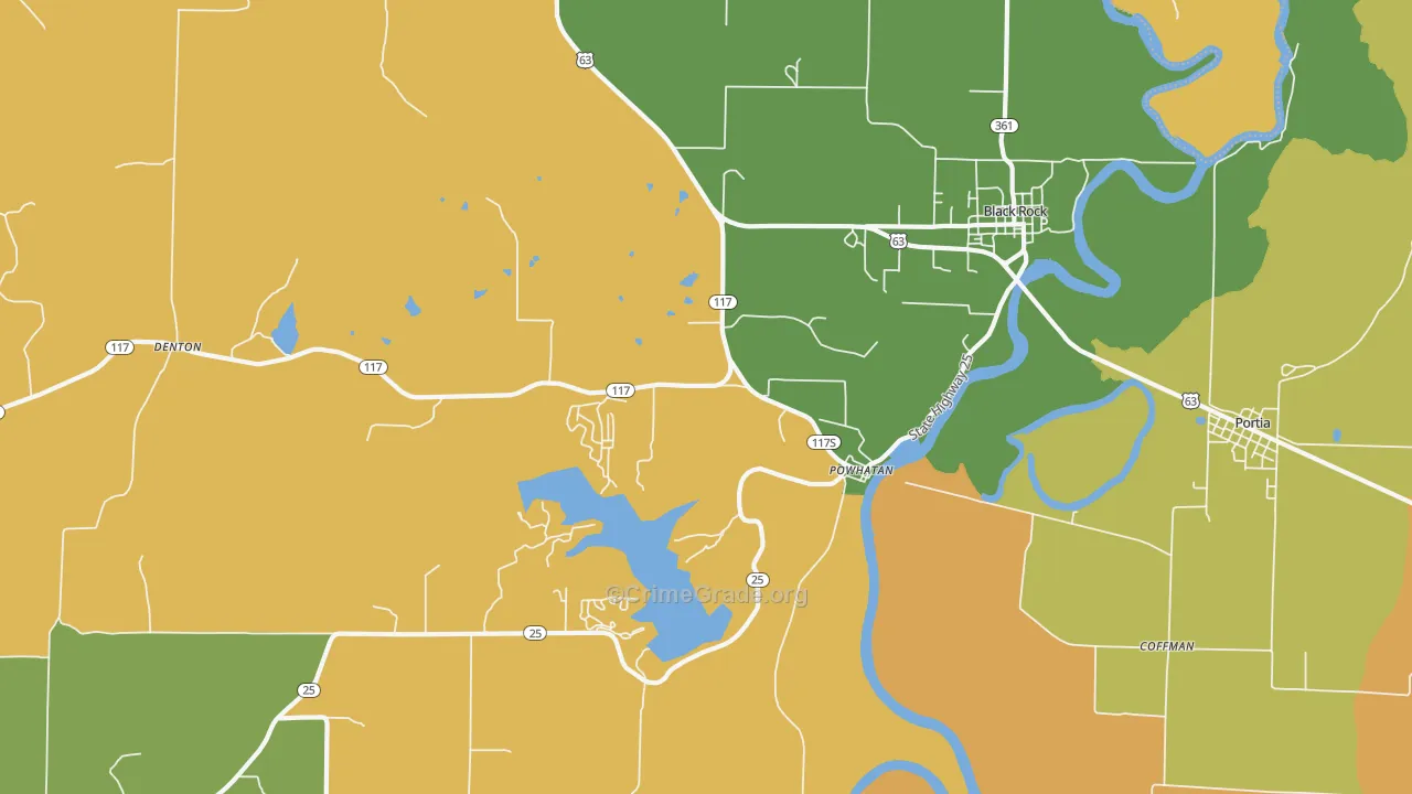 Powhatan, AR Map of Murder Rates