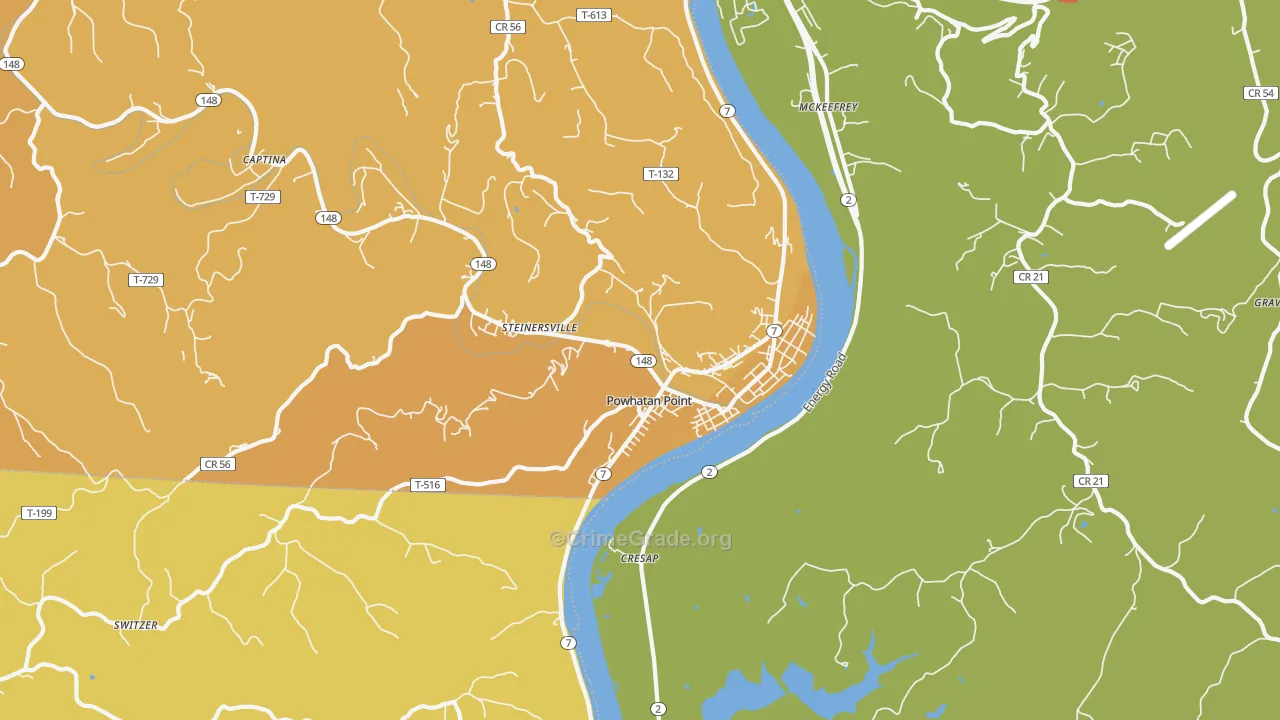Powhatan Point, OH Map of Murder Rates