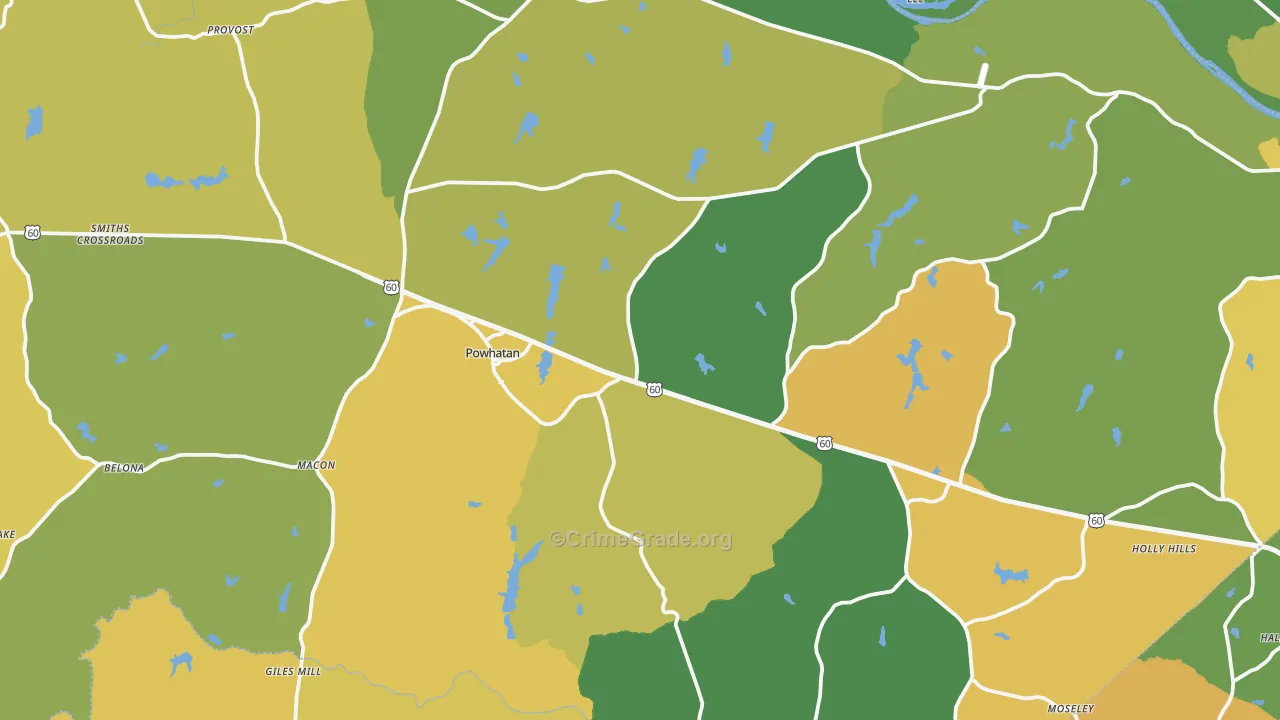 Powhatan, VA Map of Murder Rates