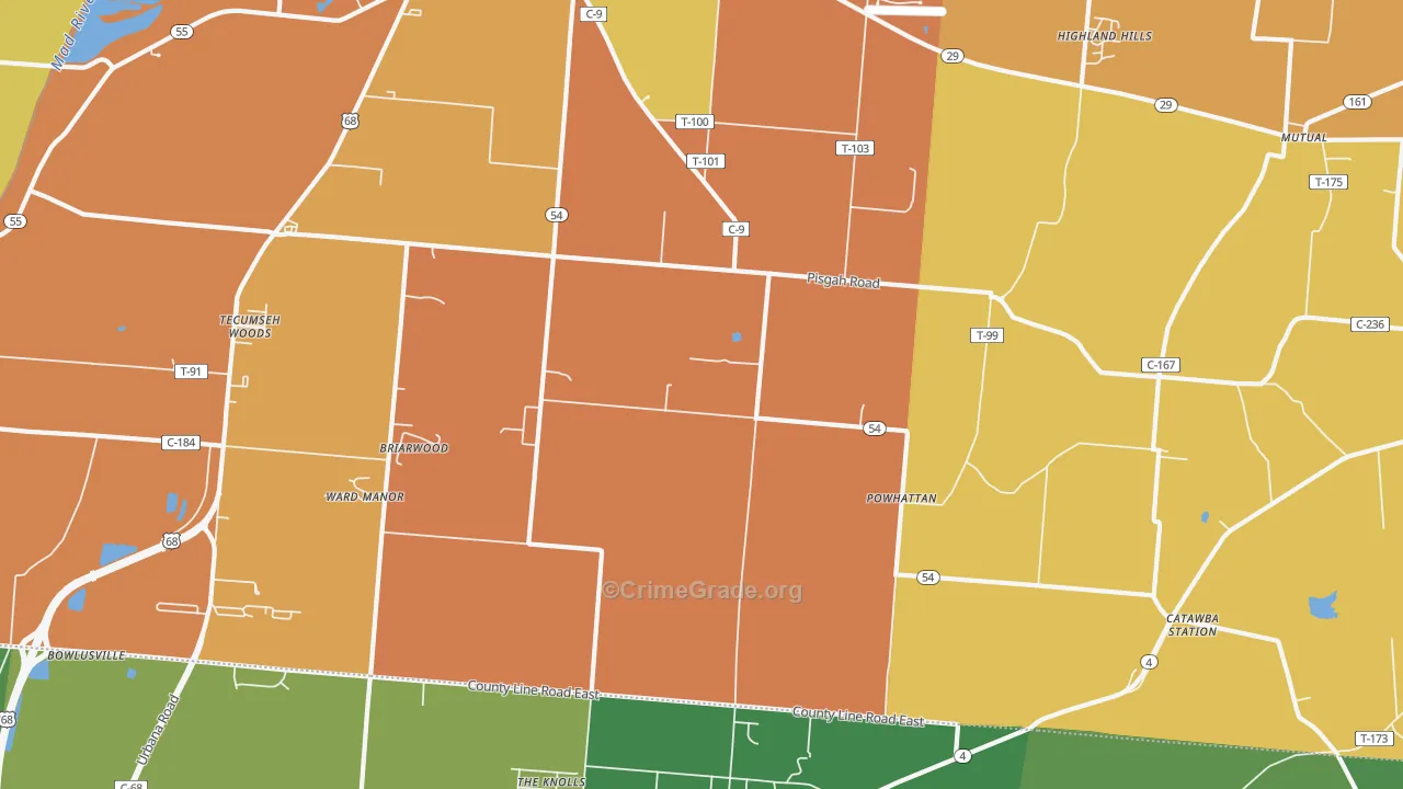 Powhatton, OH Map of Murder Rates